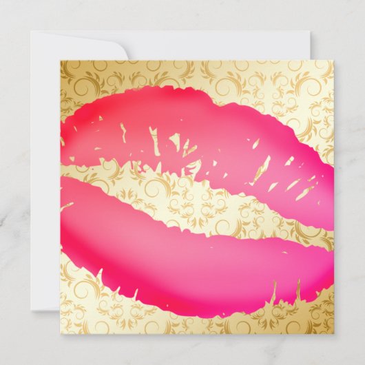 311-Lipstick Kisses| Goldene Göttin Einladung (Vorderseite)