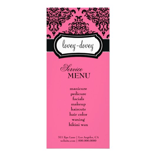 311 Lovey Dovey Damask Rack Card Peony Pink Werbekarte (Vorne)