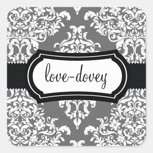 311 Lovey Dovey Damask Sticker Gray (Vorderseite)