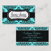 311 Lovey Dovey Damask Türkis Blue Visitenkarte (Vorne/Hinten)