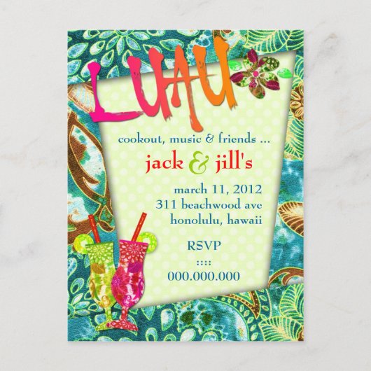 311 LUAU-EINLADUNG EINLADUNGSPOSTKARTE (Vorderseite)