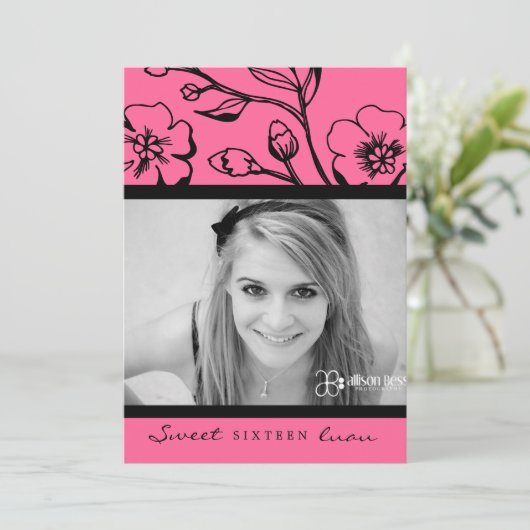 311-Lush Pink Sweet 16 oder Abschluss Einladung (Stehend Vorderseite)