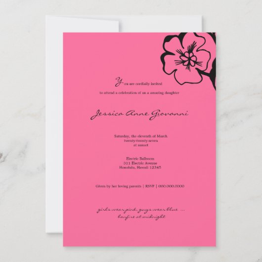 311-Lush Pink Sweet 16 oder Abschluss Einladung (Rückseite)