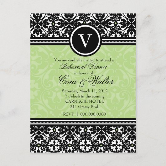 311 LUSTISCH LIMONE DAMASK-EINLADUNG EINLADUNGSPOSTKARTE (Vorderseite)