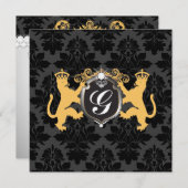 311 Luxe Lion Heraldry Yellow Baby Dusche Einladung (Vorne/Hinten)