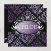 311-Luxuriös Lila Damask 40 und Fabelhaft Einladung (Vorne/Hinten)