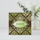 311-Luxuriös Limone braune Damask 40 und fabelhaft Einladung (Stehend Vorderseite)