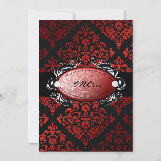 311-Luxuriös Red Licorice Damask Einladung (Vorderseite)