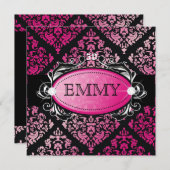 311-Luxuriös rosa Damask 50 und Fabelhaft Einladung (Vorne/Hinten)