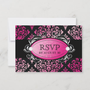 311-Luxuriös rosa Damask UAWG RSVP Karte