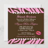 311-Luxuriös rosa N Brown Zebra Sweet 16 Einladung (Rückseite)