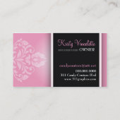 311 luxuriös Vincelette Damast-Rosa lila Visitenkarte (Rückseite)