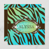 311-Luxurious Oceanic Zebra Sweet 16 Einladung (Vorne/Hinten)