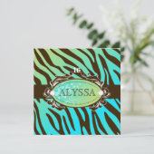 311-Luxurious Oceanic Zebra Sweet 16 Einladung (Stehend Vorderseite)