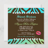311-Luxurious Oceanic Zebra Sweet 16 Einladung (Rückseite)