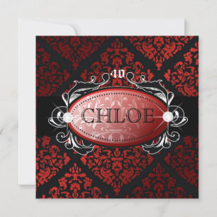 311-Luxurious Red Licorice Damask 40 Einladung
