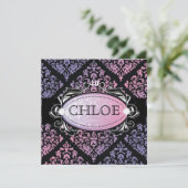 311-Luxurious Sweetheart Damask 40 Einladung (Stehend Vorderseite)