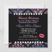 311 Luxurious Sweetheart Damask Sweet 16 Einladung (Rückseite)