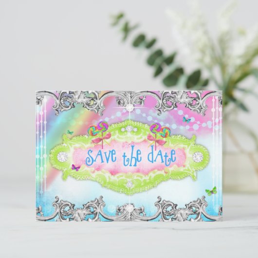 311 Magical Candy Wonderland Silver Trim UAWG RSVP Karte (Stehend Vorderseite)