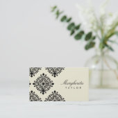 311 Margherita Cream et Blanc Damask Visitenkarte (Stehend Vorderseite)