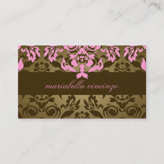 311-Mariabella Brown Damast-Rosa-Visitenkarten Visitenkarte (Vorderseite)