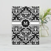 311-Marissa Monogramm Damask Black Einladung (Stehend Vorderseite)