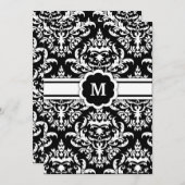 311-Marissa Monogramm Damask Black Einladung (Vorne/Hinten)