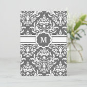 311-Marissa Monogramm Damaskus Kohle Einladung (Stehend Vorderseite)