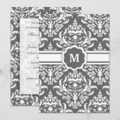 311-Marissa Monogramm Damaskus Kohle Einladung (Vorne/Hinten)