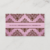 311 Mercedes Rosa-u. Schokoladen-Damast Visitenkarte (Rückseite)