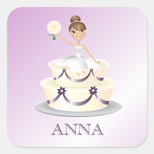 311 "Miss Wright" Brünett | Eggpflanzenaufkleber Quadratischer Aufkleber (Vorderseite)