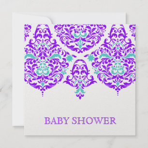 311 Mo Cherie Damask Plum Aqua Baby Dusche Einladung