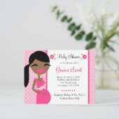 311 Mommy to be African American Pink Einladungspostkarte (Stehend Vorderseite)