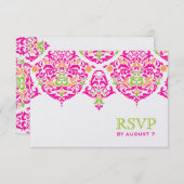 311 Mon Cherie Damask Vibrant Garden RSVP Karte (Vorne/Hinten)