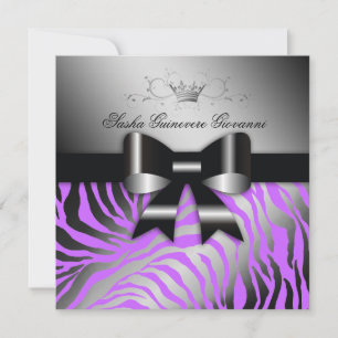 311-Night Zebra Shimmer Elektrisch Lila Süß 16 Einladung