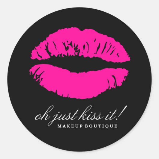 311-Oh, Küss es einfach! Hott Pink | Schwarz Runder Aufkleber (Vorderseite)