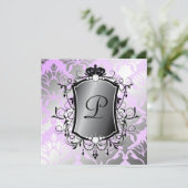 311 Ooh La-La-lila Damast fabelhafte 40 Einladung (Stehend Vorderseite)