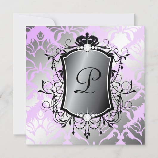 311 Ooh La-La-lila Damast fabelhafte 40 Einladung (Vorderseite)