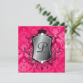 311 Ooh La Pink Damask Fabulous 40 Einladung (Stehend Vorderseite)