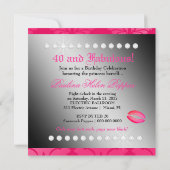 311 Ooh La Pink Damask Fabulous 40 Einladung (Rückseite)