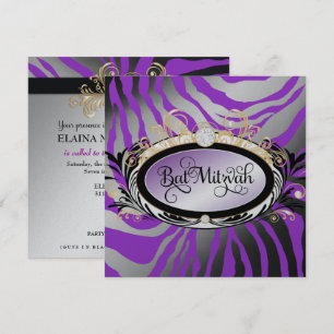 311 Opulent Gold Lila Zebra Metallic Paper Einladung