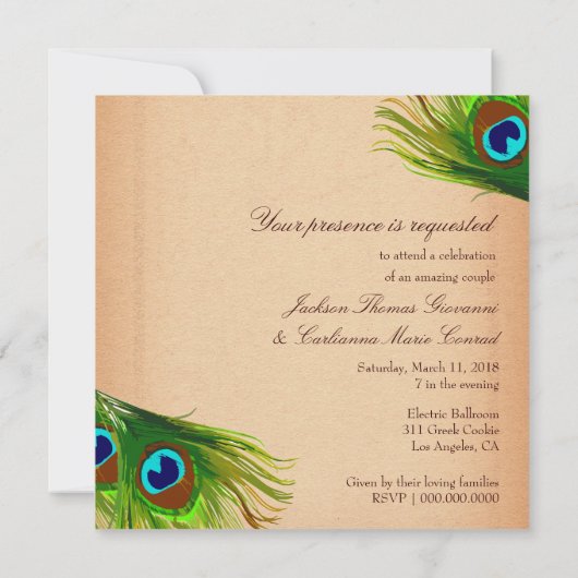 311-Pfauenfresser-Vintager Hintergrund Einladung (Rückseite)