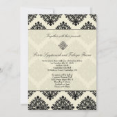 311-Phoebe Cream & Black Damask Einladung (Rückseite)