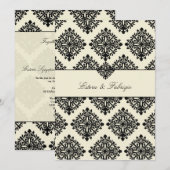 311-Phoebe Cream & Black Damask Einladung (Vorne/Hinten)