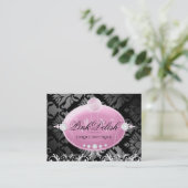 311-Pink Delish Monogramm | Noir 3,5 x 2,5 Visitenkarte (Stehend Vorderseite)