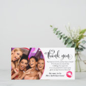 311 Pink Lips Junggeselinnen-Abschied Vielen Dank Dankeskarte (Stehend Vorderseite)