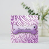 311 Posh Pooch Lila Geburtstag Einladung Zebra (Stehend Vorderseite)