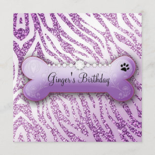 311 Posh Pooch Lila Geburtstag Einladung Zebra