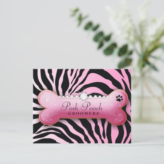 311 Posh Pooch Pink Zebra Postkarte (Stehend Vorderseite)