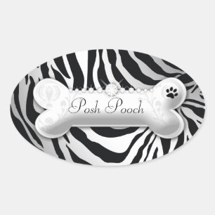 311 Posh Pooch "silber" Zebra Ovaler Aufkleber